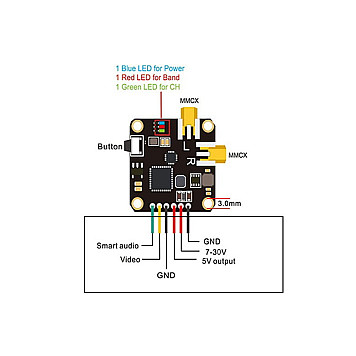 Видеопередатчик AKK New Era 5.8GHz Diversity 25-400mW 20x20мм-5