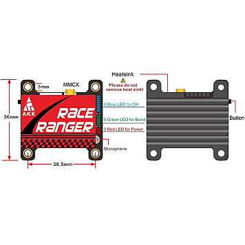 Видеопередатчик AKK Race Ranger 5.8GHz 200-1600mW-7