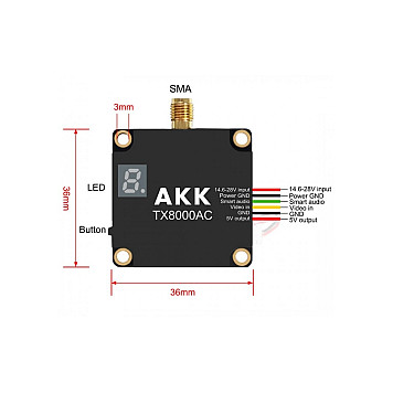 Видеопередатчик AKK TX8000 AC 4.9-6.0GHz 8W (96 каналов)-5