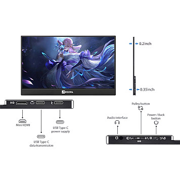 Дисплей портативный Arzopa 15.6" 1080P IPS Type-C-1