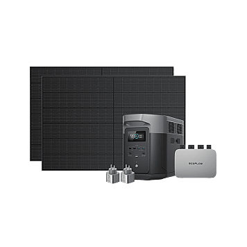 Комплект EcoFlow PowerStream – микроинвертор 600W + зарядная станция Delta Max 2000 и солнечные панели 2х400
