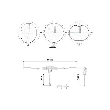 Антенна FrSky диполь для приёмников R9 SX, MX, Slim+ IPEX1 (915 МГц)-1