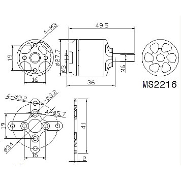Мотор T-Motor MS2216-10 KV900 2-3S 198W для коптеров-4