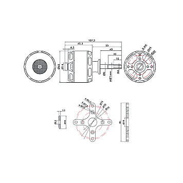Мотор T-Motor AT5220A KV380 2200W 6S для самолетов 20-25CC-4