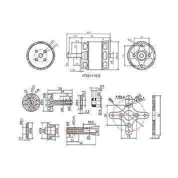 Мотор T-Motor AT2814 KV1200 800W 3-4S для самолетов-4