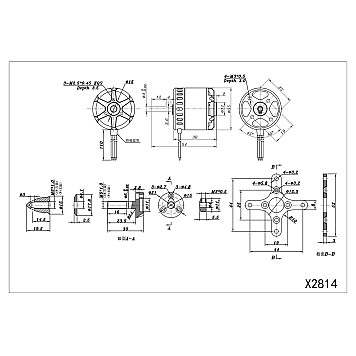 Мотор для самолетов SunnySky X2814 V3 KV1200 3-4S-4