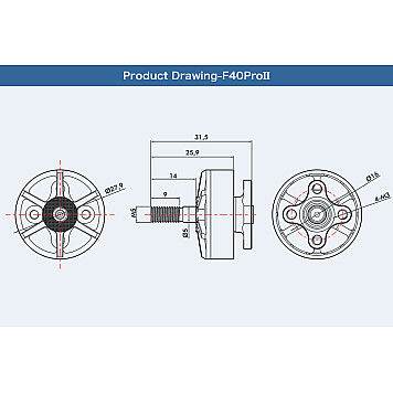 Мотор T-Motor F40 PRO II 2306 2600KV для коптеров (красный)-4