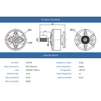 Мотор T-Motor BLACK BIRD 2207 2725KV 4S для коптеров-4