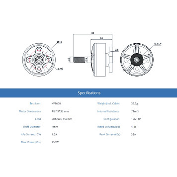 Мотор T-Motor F40 PRO III 2306.5 1600KV 4-6S для коптеров (серый)-4