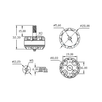 Мотор Tarot MT2205-II 2300KV 3-4S B CCW (TL400H15)-2