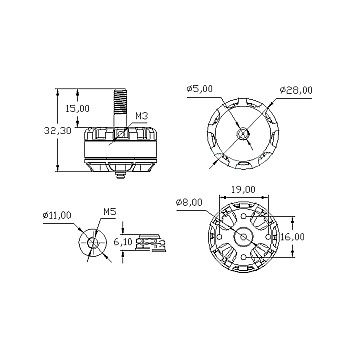 Мотор Tarot MT2205-II 2300KV 3-4S W CW (TL400H14)-2