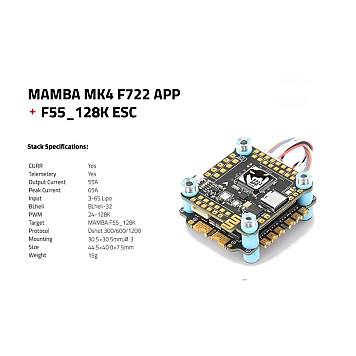 Комбо стек Diatone MAMBA MK4 F722APP ICM42688 F55_128K 6S-3