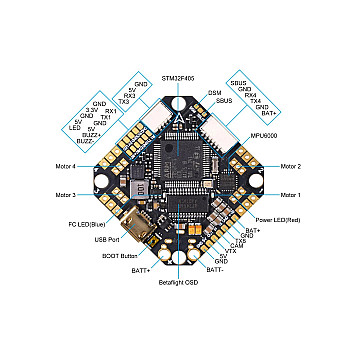 Контроллер BetaFPV Toothpick F405 2-4S AIO 20A BL32 V4 BMI270 для квадрокоптеров-4