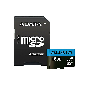 Карта памяти MICROSDHC (UHS-1) A-DATA PREMIER 16GB CLASS 10 A1 (R-100MB/S) (ADAPTER SD)