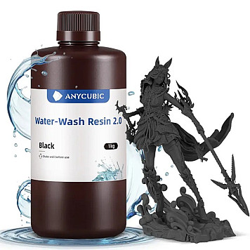 Фотополимерная смола Anycubic Water-Wash Resin+ 2.0 (смываемая водой) Black (Черная), 1 кг