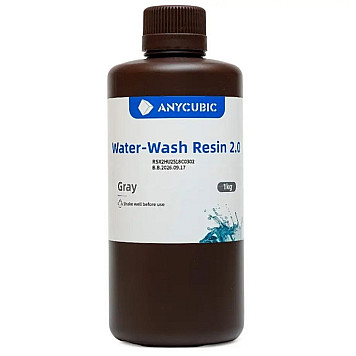 Фотополимерная смола Anycubic Water-Wash Resin+ 2.0 (смываемая водой) Gray (Серый), 1 кг