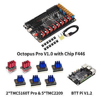 Материнская плата Bigtreetech Octopus Pro V1.0 с чипом H446 для 3D принтера Klipper Voron DIY с BTT Pi с драйверами TMC2209*5+TMC5160T Pro*2