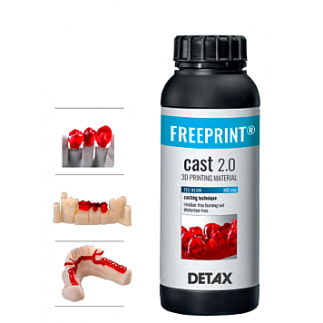 DETAX Freeprint model cast 2.0 выжигаемая, красный цвет 0.5 кг стоматологическая фотополимерная смола