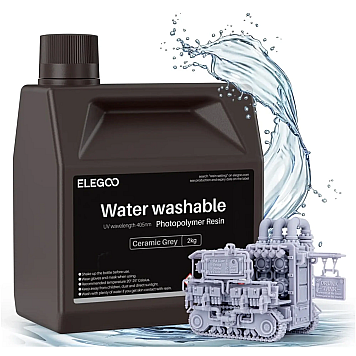 Фотополимерная смола Elegoo Water Washable Resin Grey (Серая) смывающаяся водой 2 кг