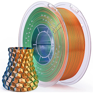 Пластик Elegoo PLA Silk Filament Сине-зелено-оранжевый, шелковый блеск Ø1,75мм Вес: 1 кг