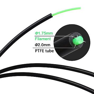 Тефлоновая трубка Kingroon PTFE Black, внешний D4 mm, внутренний D2 mm, черная