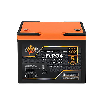 Аккумулятор LP LiFePO4 12,8V - 100 Ah (1280Wh) (BMS 100A/50А) пластик для ИБП