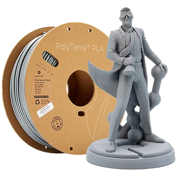 Пластик Polymaker PolyTerra PLA Серый Fossil Grey Ø1,75 мм Вес: 1 кг