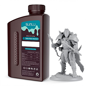 Фотополимерная смола SUNLU Water-Wash Standard Resin Grey / Cерая 1 кг