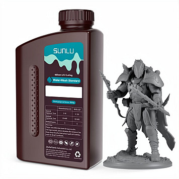 Фотополимерная смола SUNLU Water-Wash Standard Resin Dark Grey / Тёмно-серая 1 кг