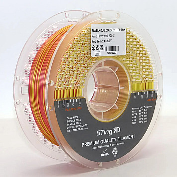 Пластик Sting 3D PLA Silk Dual Color Yellow-Pink / Жёлто-розовый Ø1,75 мм Вес: 1 кг