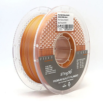 Пластик Sting 3D PLA Silk Dual Color Gold-Rose Gold / Золото-розовое золото Ø1,75 мм Вес: 1 кг