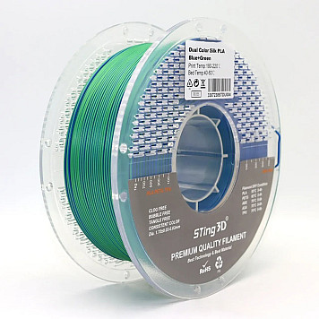 Пластик Sting 3D PLA Silk Dual Color Blue-Green / Сине-зелёный Ø1,75 мм Вес: 1 кг