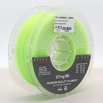 Пластик Sting 3D PLA Luminous (светится в темноте) Green / Зелёный Ø1,75 мм, Вес: 1 кг
