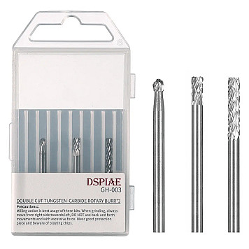 Набор шлифовальных головок DSPIAE GH-003 (3pcs), из вольфрамовой стали, хвостовик Ø3 мм