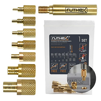 Паяльные наконечники RUTHEX для резьбовых вставок M2/M2.5/M3/M4/M5/M6/M8 (LOE-SET-011)
