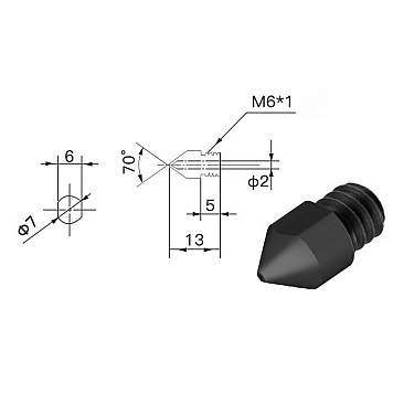 Сопла MK8, стальные тугоплавки, TWO TREES, 1.75мм