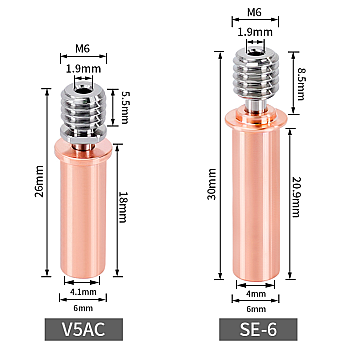 Термобарьер БИ-металл Anycubic V5AC (Mega/Chiron/Vyper), отверстие 1,75мм, диаметр 6мм