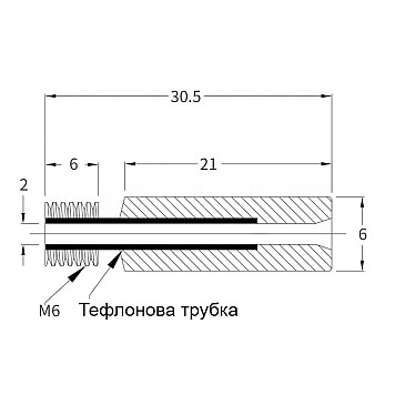 Термобарьер Prusa MK8, с тефлоновой трубкой, D=6mm, L=30.5мм-1