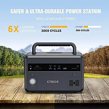 Портативная зарядная электростанция CTECHI GT 300 ВТ с батареей LIFEPO4 -4