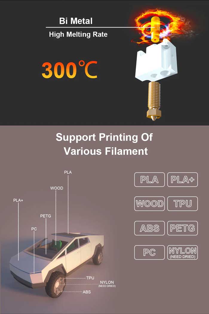 FLSUN V400 температурные возможности экструдера (300 °C) - купить в Украине Киеве
