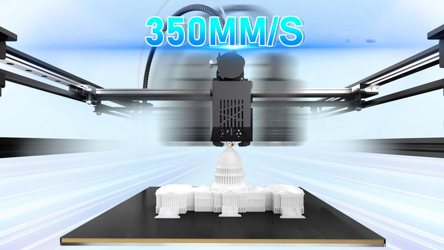 Максимальная скорость печати Two Tress SP-5 V3  составляет 350 мм/с.