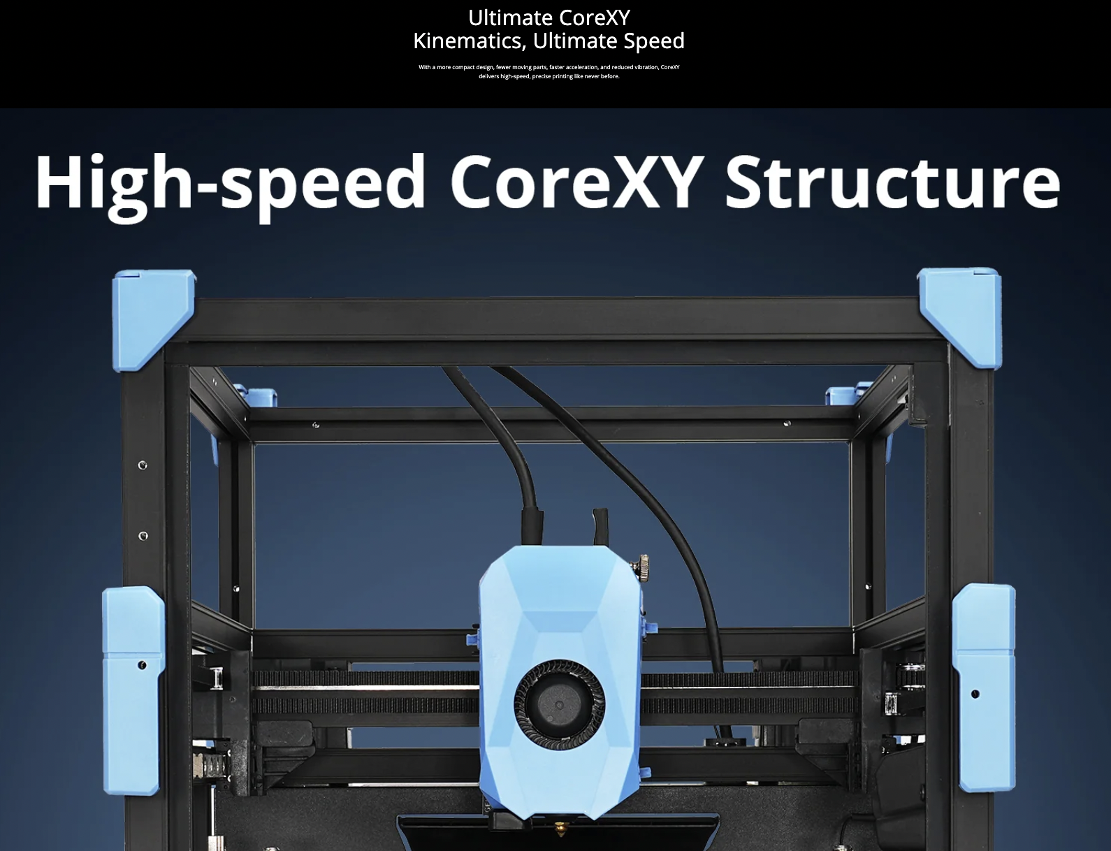 В основе 3D принтера лежит система CoreXY.