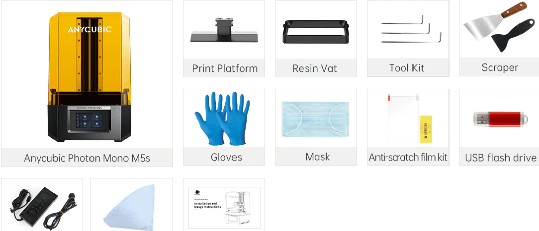 Комплект базовой поставки 3D принтера Anycubic Photon M5s