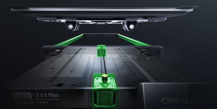 Натяжение ремней в Creality Ender-3 V3 Plus осуществляется в автоматическом режиме Даная модель оснащена кинематикой CoreXZ